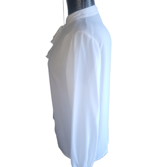 Vintage Semi Sheer White Flounced Blouse 16 - Picture 6 of 8